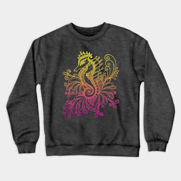 Sunset Seahorse Crewneck Sweatshirt by OfficeInk